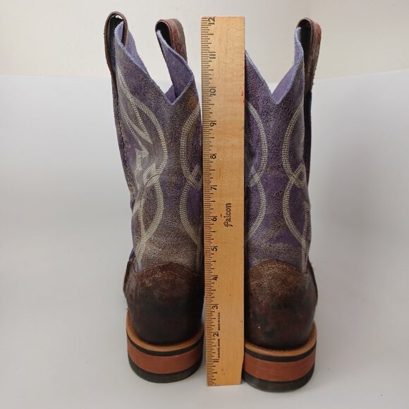 Justin Boots Brown Purple Leather Western Cowgirl Rodeo Womens 8.5 NEW - Picture 10 of 15